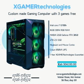 Accessorized custom gaming desktop with free games